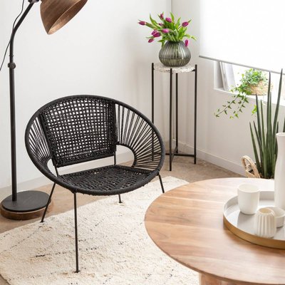 Fauteuil en corde de coton noir  BÉLIZE MADE IN MEUBLES 