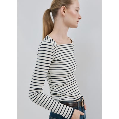 T-shirt col bateau coton MANGO