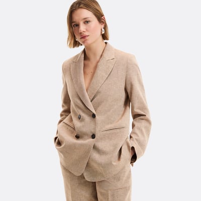 Blazer long, coupe oversize, en lin et coton LA REDOUTE COLLECTIONS