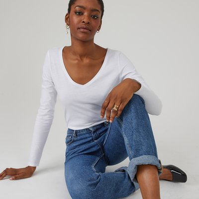 T shirt manche longue col rond femme 2025