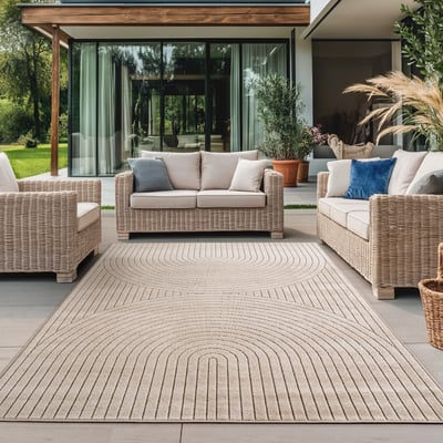 Tapis intérieur extérieur à motif minimaliste ALVORA NAZAR RUGS