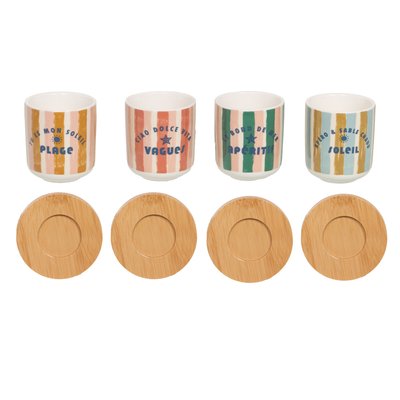 Coffret de 4 tasses et sous-tasses   10 cl-BEACH CLUB TABLE PASSION