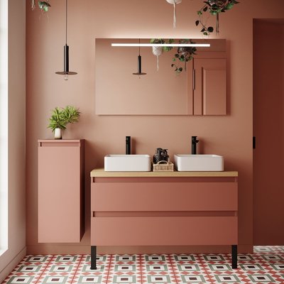 Ensemble 2 vasques posées 2 tiroirs + miroir - HUDSON HOMIFAB