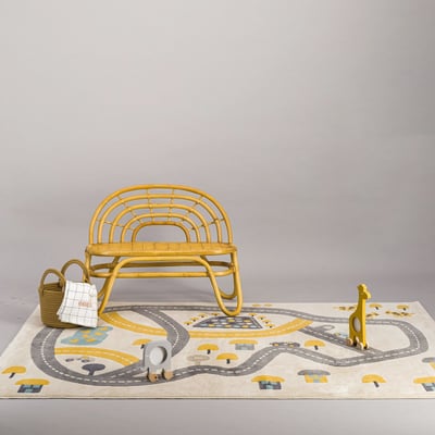 Tapis enfant à poils ras doux CIRCUIT AFK LIVING