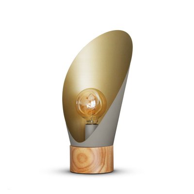 Lampe De Table Spoon Bois Et Métal Couleur Gris Taupe MILLUMINE