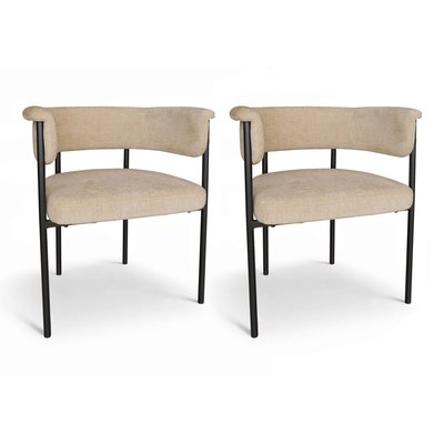 Lot de 2 fauteuils de table pied métal et tissu, COLETTE NOW'S HOME