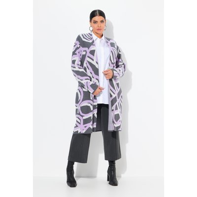 Cardigan long à col montant ouvert et motif ULLA POPKEN