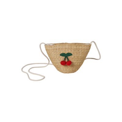 Sac panier en paille de papier avec cerise en crochet VERTBAUDET