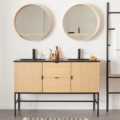 Meuble double vasque sur pieds chêne STUDIO MOB IN