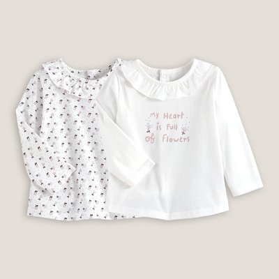Комплект из 2 футболок с длинными рукавами и воротником с воланом LA REDOUTE COLLECTIONS