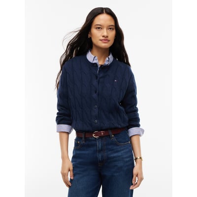 Cardigan col rond torsadé en laine TOMMY HILFIGER