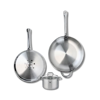 Batterie 2 poêles 28/32cm + 1 faitout 14cm PROFI CITRIN ELO