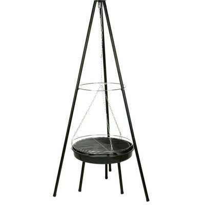Barbecue en acier noir trépied et chromé 52x52x151cm WADIGA