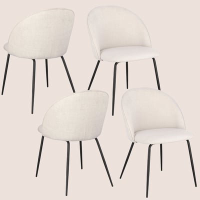 Chaises de salle à manger en métal et tissu (lot de 4) - DIANE HELLIN, DEPUIS 1862