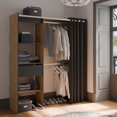 Dressing ouvert avec rideau, extensible TERRE DE NUIT