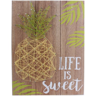 Plaque en bois décoré Ananas "Life is Sweet" 30x40cm PIER IMPORT