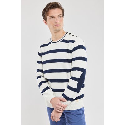 Pull marin avec coudières et boutons en coton ARMOR-LUX