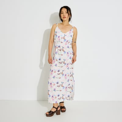 Robe longue fluide imprimée à bretelles GRAIN DE MALICE