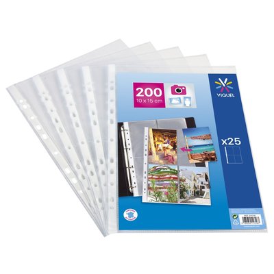 Lot de 25 pochettes perforées A4 pour photos ou cartes postales VIQUEL