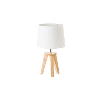 Lampe à Poser Trépied Bois et Abat-jour Blanc - Hauteur 33.5cm WADIGA