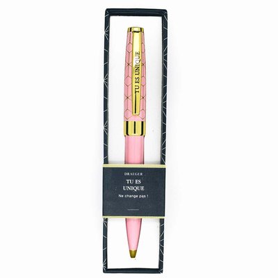Stylo bille personnalisé TU ES UNIQUE DRAEGER PARIS
