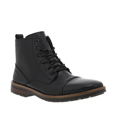 Bottines en cuir noires avec fermeture zippée et logo embossé sur le côté extérieur RIEKER
