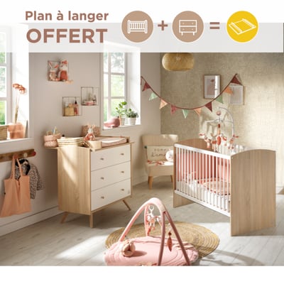 Chambre bébé complète, Lit et Commode à langer SAUTHON