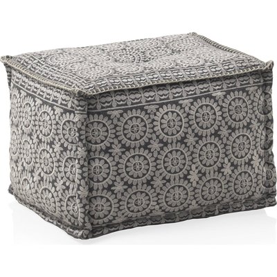 Pouf rectangulaire  tissu doux brodé géométrique RECOLLECTION