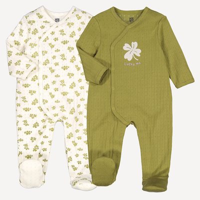 Lot de 2 pyjamas maille pointelle, motifs trèfles LA REDOUTE COLLECTIONS