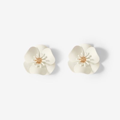 Grandes boucles d'oreilles fleurs ivoire BALABOOSTE