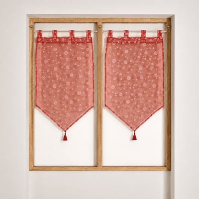 Paire de petits voilages motif de bulles argentées HOME MAISON