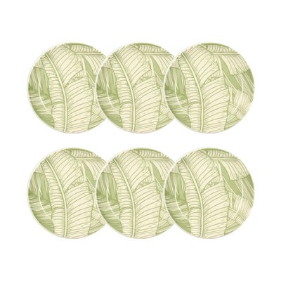 Lot de 6 assiettes creuses en grès 20,5cm, LEAVES NOVASTYL