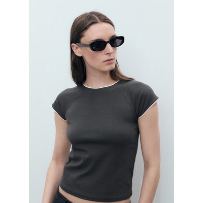 T-shirt coton liserés contrastants MANGO