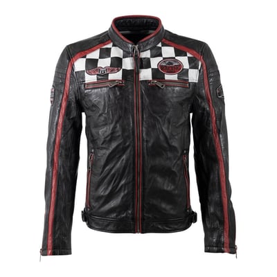 Blouson en cuir de mouton noir uni avec une coupe droite et un col rond GIPSY