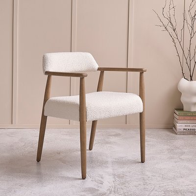 Chaise en chêne massif et tissu bouclette LUISA BERAH GETAH