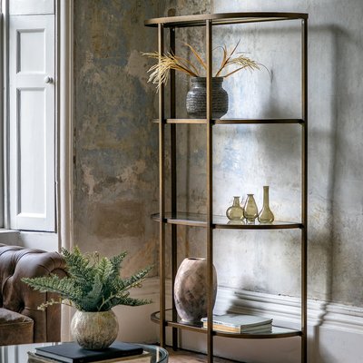 Hana Luxe Curved Glass & Mirror Display Unit SO'HOME