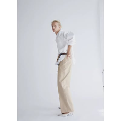 Pantalon droit à pinces en coton MANGO