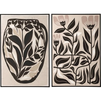 Duo de tableaux fleurs en toile encadrée RECOLLECTION