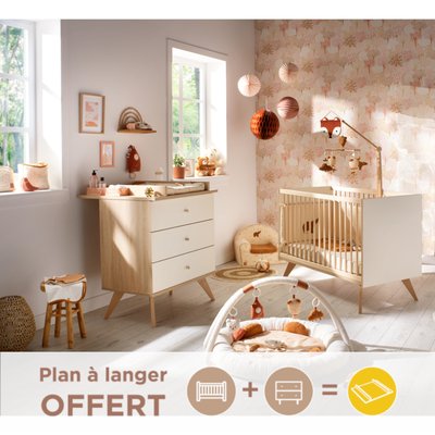 Chambre bébé complète , Lit 120x60 et Commode à langer SAUTHON