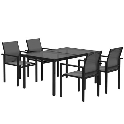 Ensemble table de jardin rectangulaire 4 chaises empilables noir OUTSUNNY