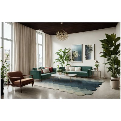 Gradient Pattern Hand Tufted Rug in 100% Wool SO'HOME