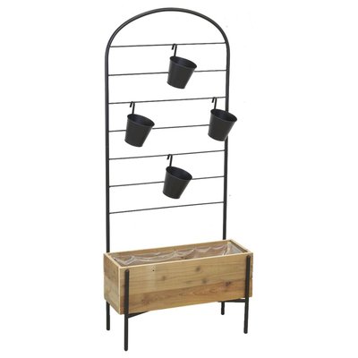 Jardinière en bois avec treillis en métal + 4 seaux AUBRY GASPARD