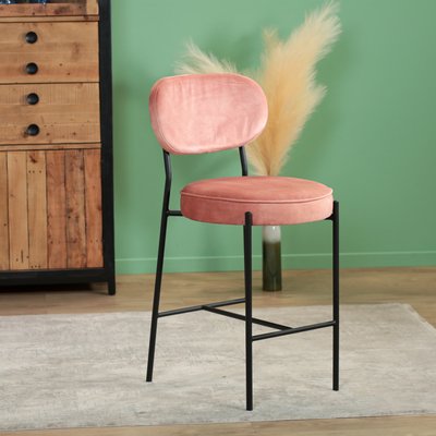 Chaise de bar rose tissu velours rose pâle (lot de 2) FLORENCE PIER IMPORT