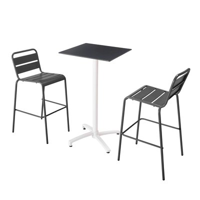 Ensemble table inclinable en hpl avec chaises hautes en métal, OPERA OVIALA