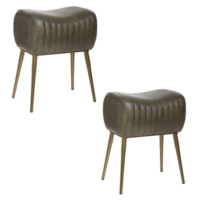 2 Tabourets design industriel cuir Kavali TOILINUX