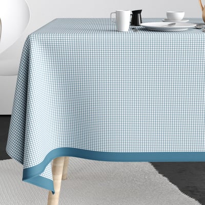 Nappe rectangulaire anti tache Coton Vichy Bleu EDEN