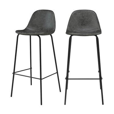 Lot de 2 chaises de bar en cuir synthétique - HENRIK RENDEZ-VOUS DÉCO