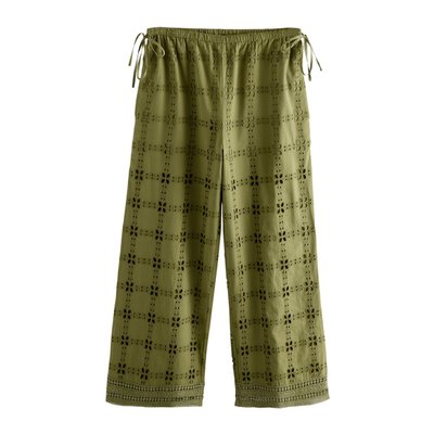 Pantalon large à broderie carrée NEXT