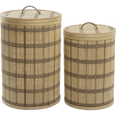 Panier en bambou tressé avec couvercle (lot de 2) RECOLLECTION