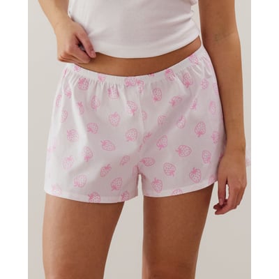Short en coton à motifs fraises blanc NIGHTPOPIZ UNDIZ